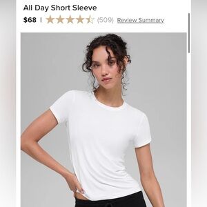 ALO YOGA ALL DAY SHORT SLEEVE | WHITE | SIZE: M
